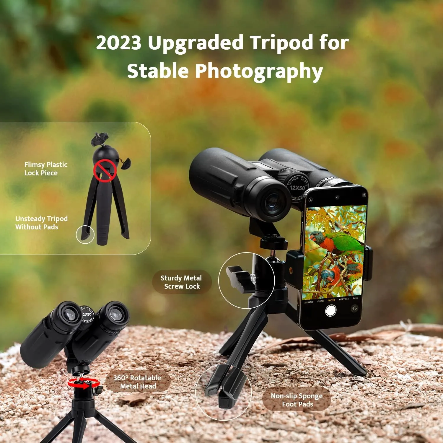 12x50 High Definition Binoculars with Phone Adapter and Tripod.