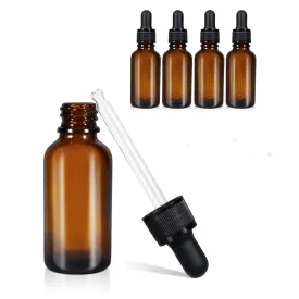 20ml (5 Pack) Amber Leakproof Glass Dropper Bottles for Essential Oils