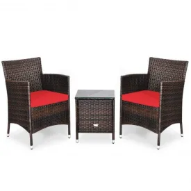 3 pcs Outdoor Rattan Wicker Furniture Set-Red