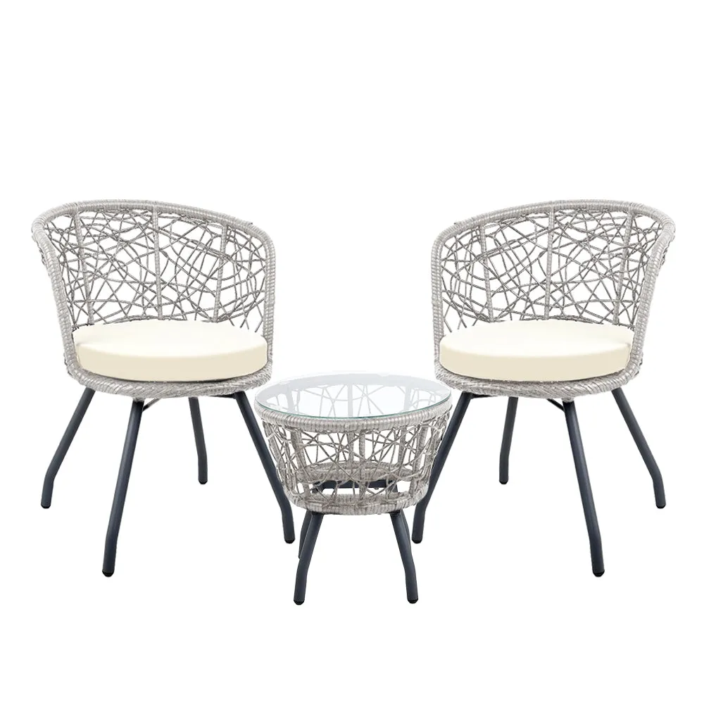 3PC UV-Resistant Outdoor Rattan Bistro Set - Gardeon