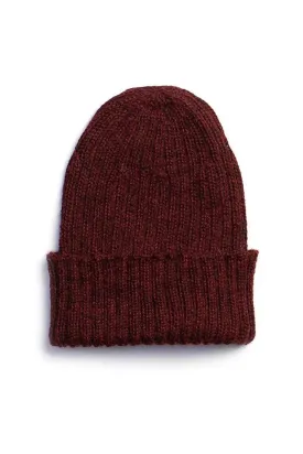 Alpaca Wool Ribbed Beanie Burgundy