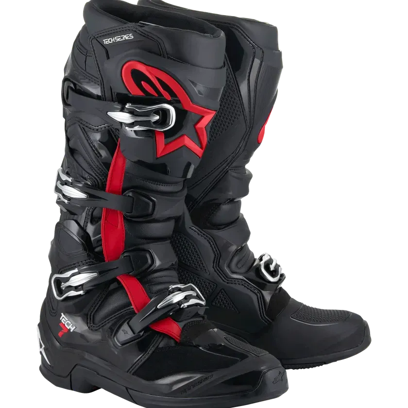 Alpinestars Tech 7 Motocross Boots Black Red Fluo