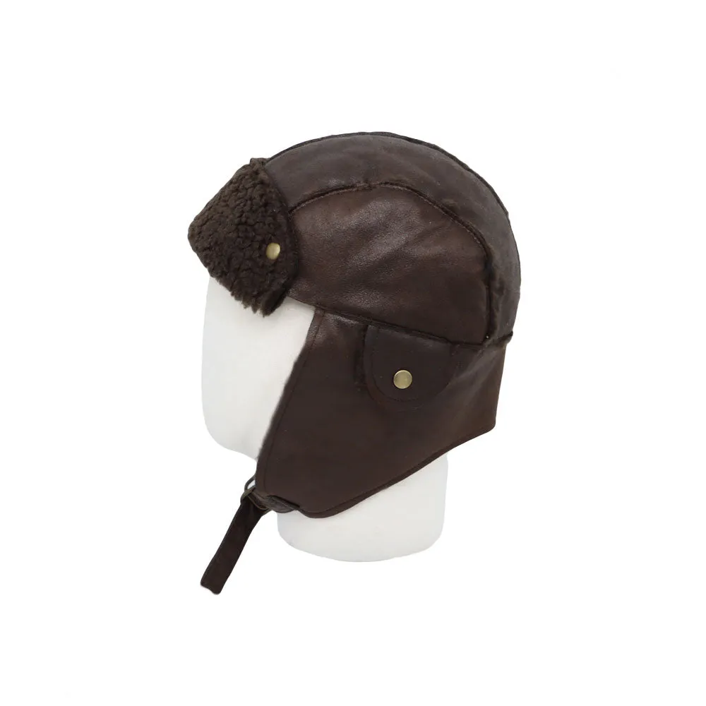 Bike Motorcycle Trapper Earflap Cap Faux Leather Russian Winter Hat YTT1489