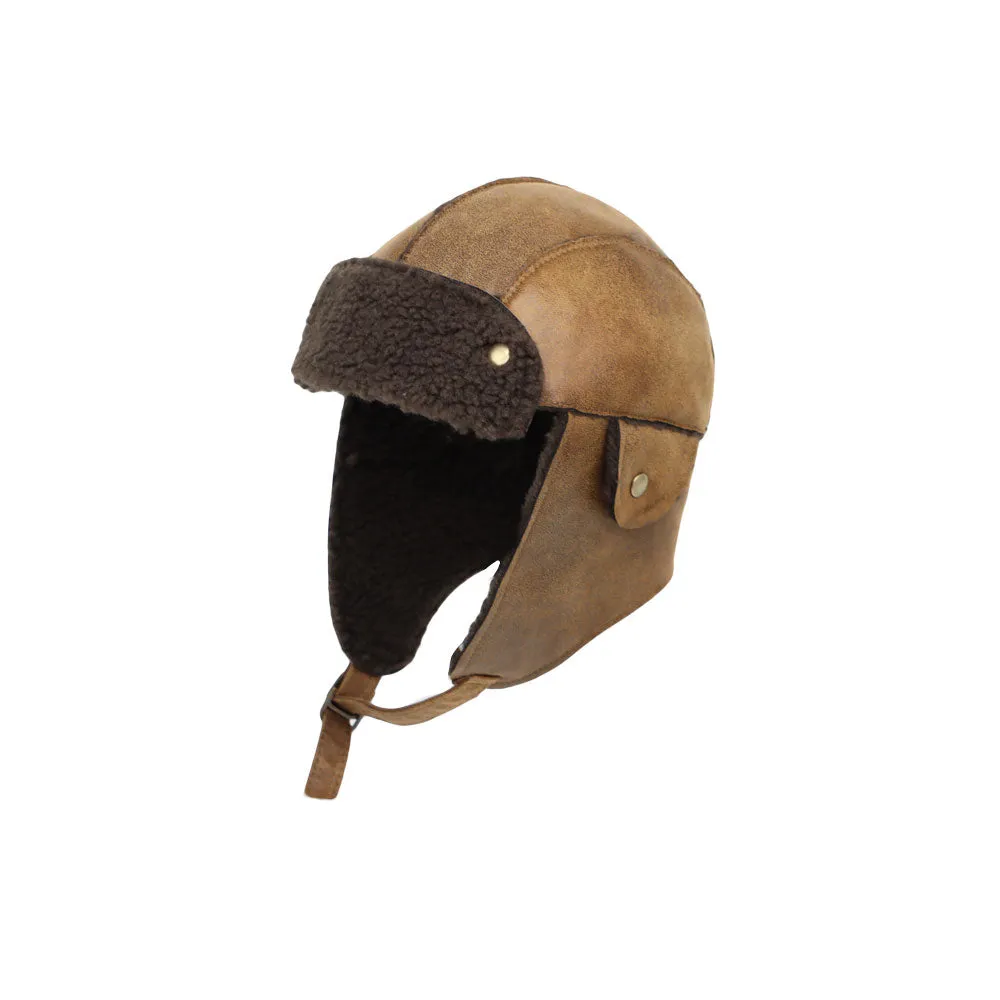 Bike Motorcycle Trapper Earflap Cap Faux Leather Russian Winter Hat YTT1489