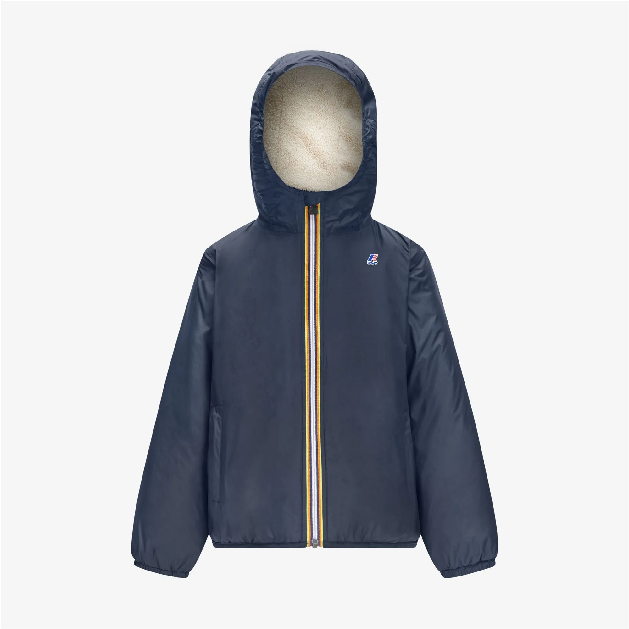 Claude Orsetto - Kids Sherpa Lined Waterproof Jacket in Ecru - Blue Depth