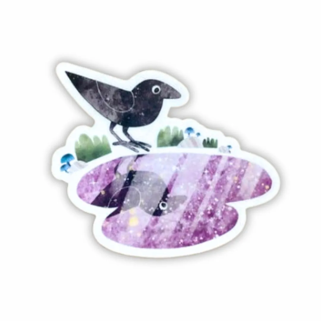 Crow Reflection Vinyl Sticker