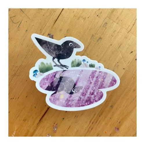 Crow Reflection Vinyl Sticker