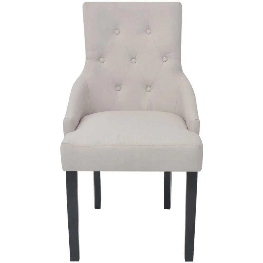 Dining Chairs 6 pcs Cream Grey Fabric