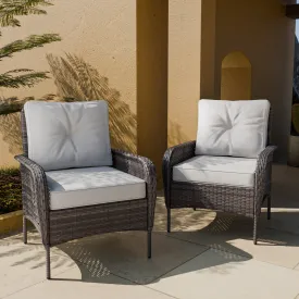 EAGLE PEAK 3pc Patio Rocking Chair Set, Rattan Wicker Furniture Set