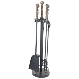 Fern Cottage Gallery Ball Top Companion Set Antique Brass & Black