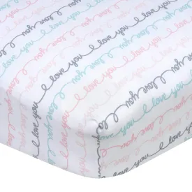 Girls I Love You Fitted Crib Sheet