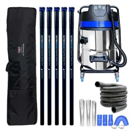 Gutter Vacuum Kit with 16 Gallon Classic Cyclone Vacuum, 20 Foot Carbon Clamping Gutter Poles, Pole Carry Bag and 25 Foot Vacuum Hose