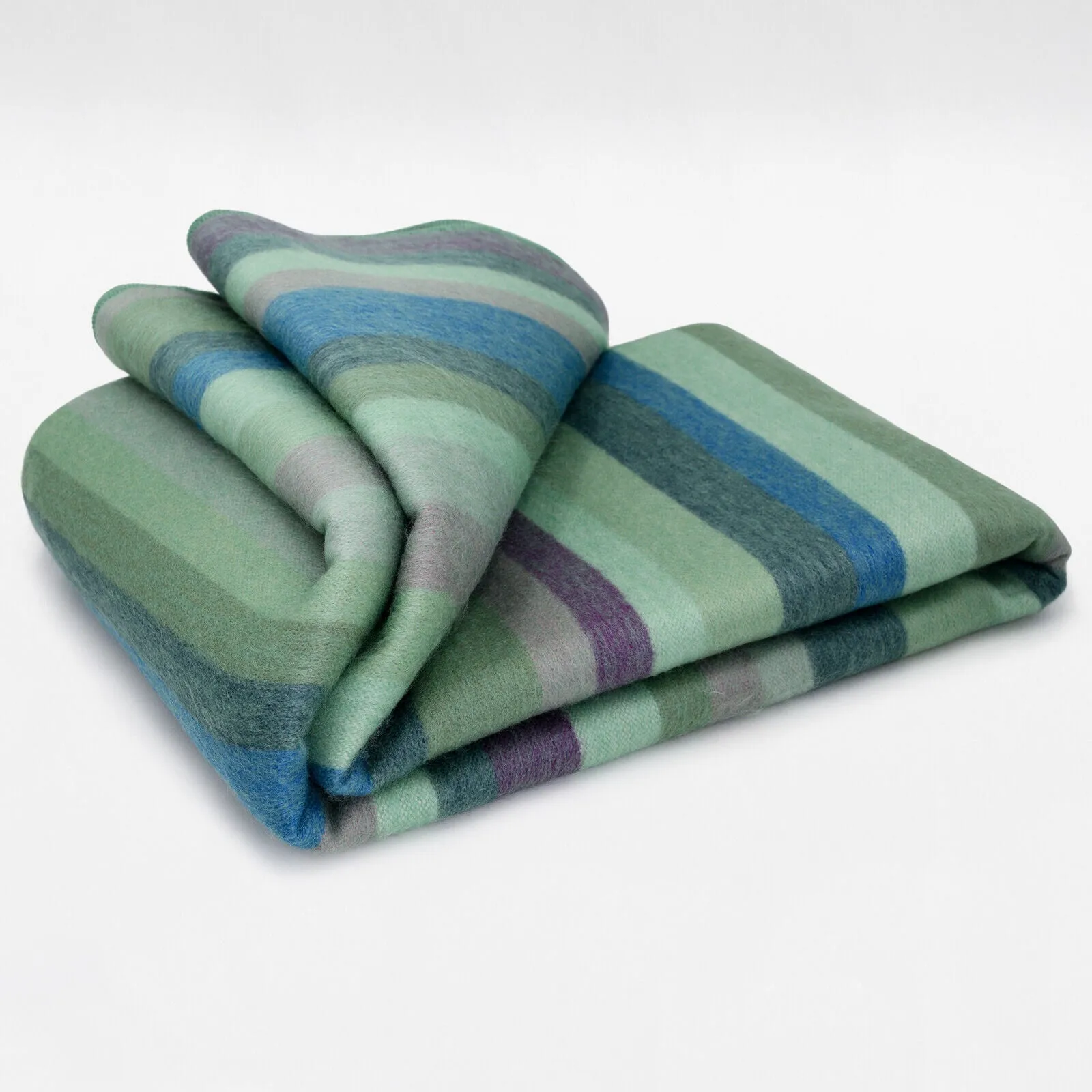 Imbabura - Baby Alpaca Wool Throw Blanket / Sofa Cover - Queen 97 x 68 in - Ocean Blue/Lush Green