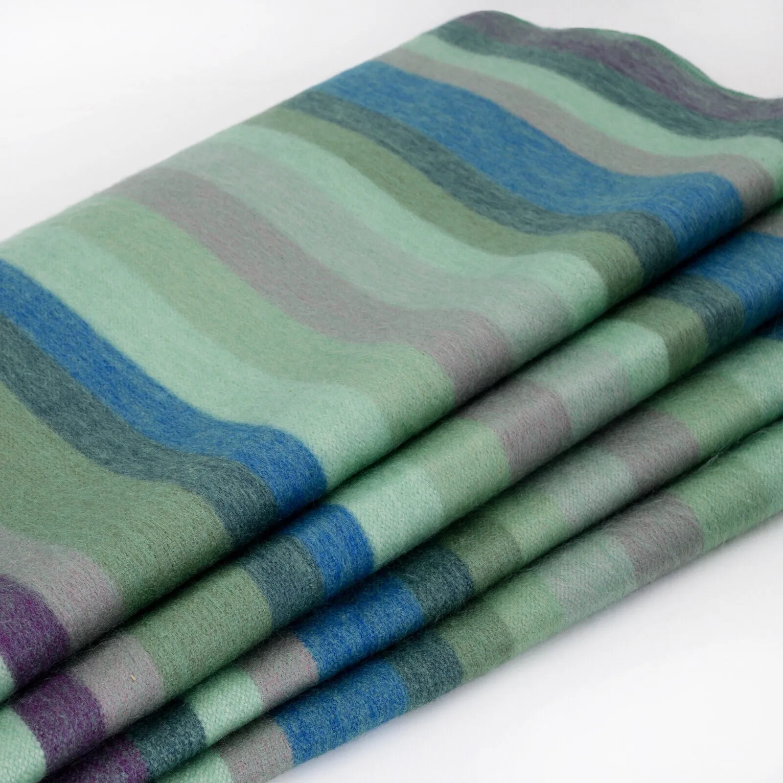 Imbabura - Baby Alpaca Wool Throw Blanket / Sofa Cover - Queen 97 x 68 in - Ocean Blue/Lush Green