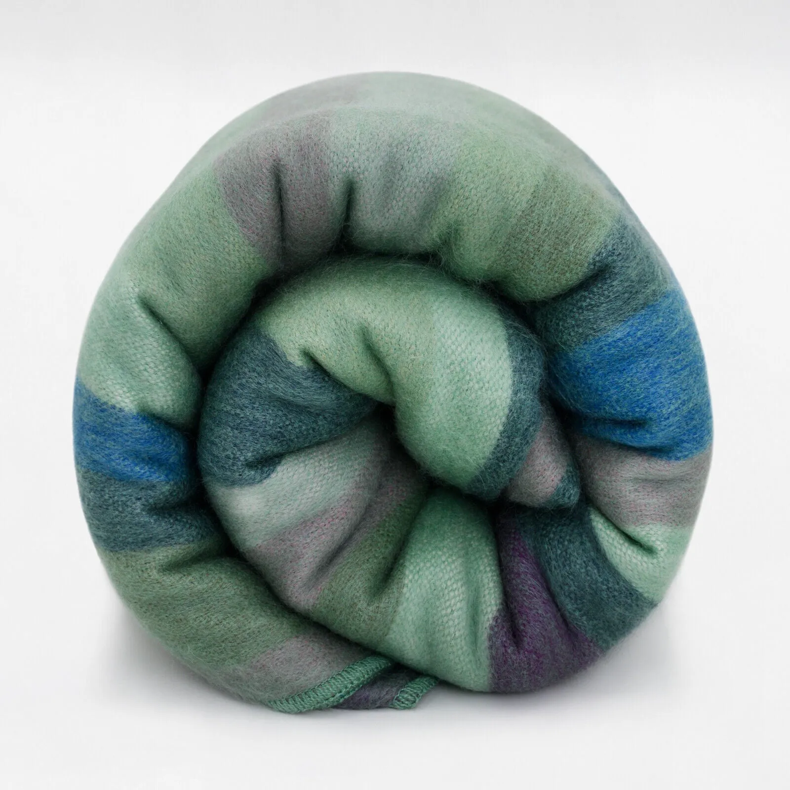 Imbabura - Baby Alpaca Wool Throw Blanket / Sofa Cover - Queen 97 x 68 in - Ocean Blue/Lush Green