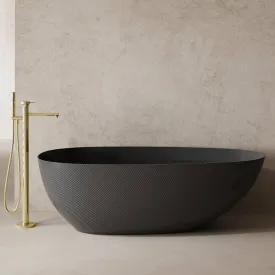 Noir 1700mm Carbon Fiber Free Standing Bathtub Egg Shape Black Ex-display