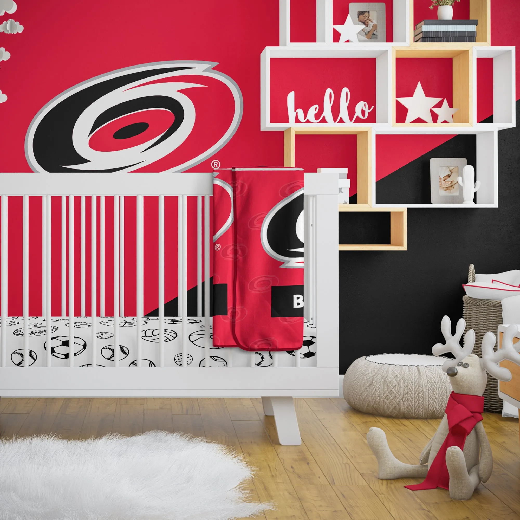 Personalized Carolina Hurricanes Emblem Baby Pixel Fleece Blanket