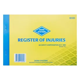 Register of Injuries Pad Duplicate 25pp