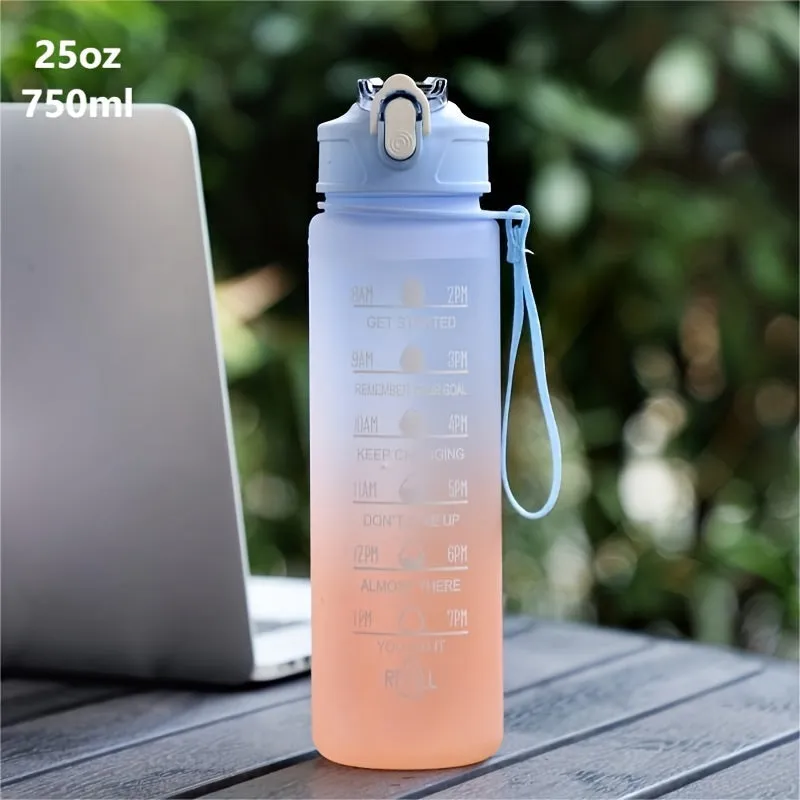 Stay Hydrated  Motivated Gradient Color Water Bottle with Time Marker