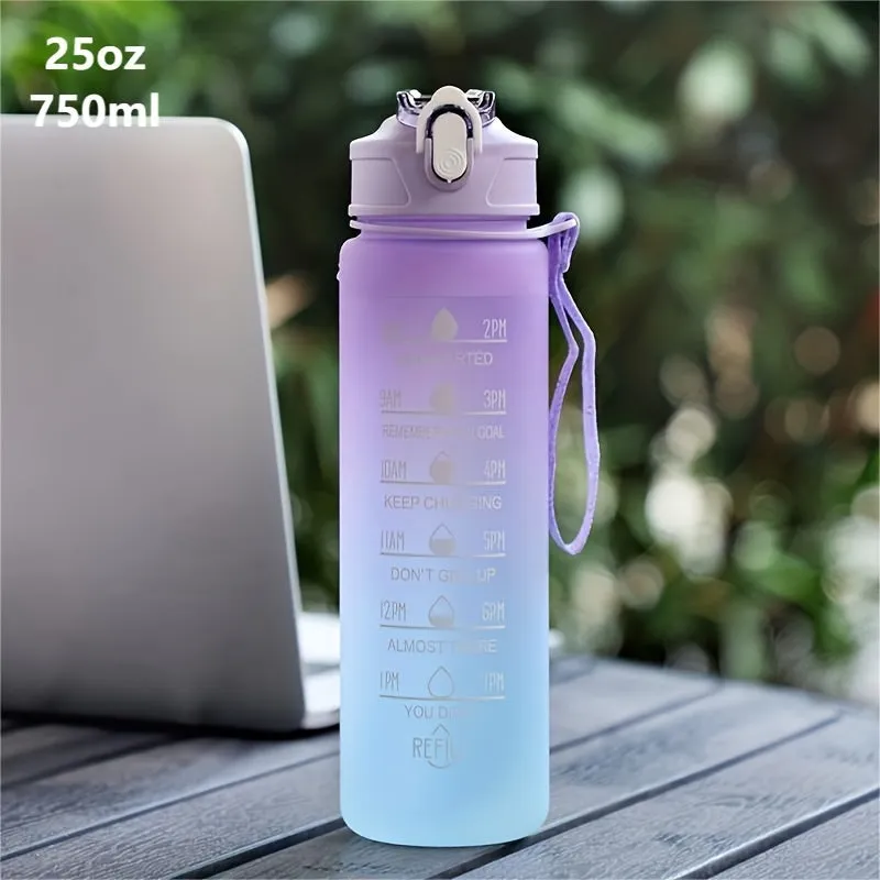 Stay Hydrated  Motivated Gradient Color Water Bottle with Time Marker