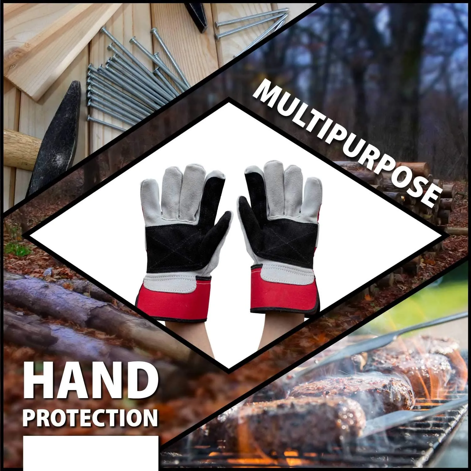 Supreme Rigger Gloves With Wide Safety Cuff, Split Grade - Bison Life