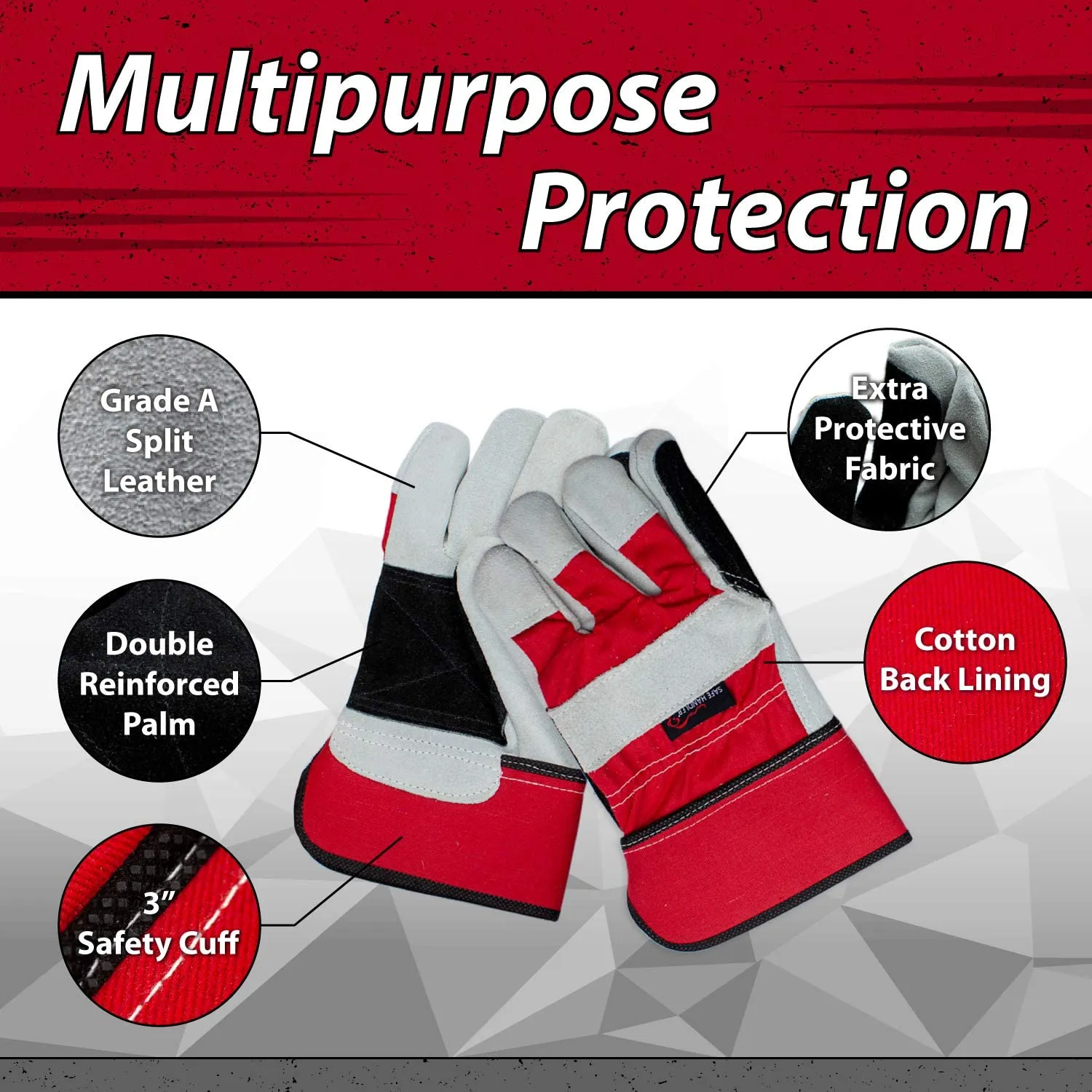 Supreme Rigger Gloves With Wide Safety Cuff, Split Grade - Bison Life