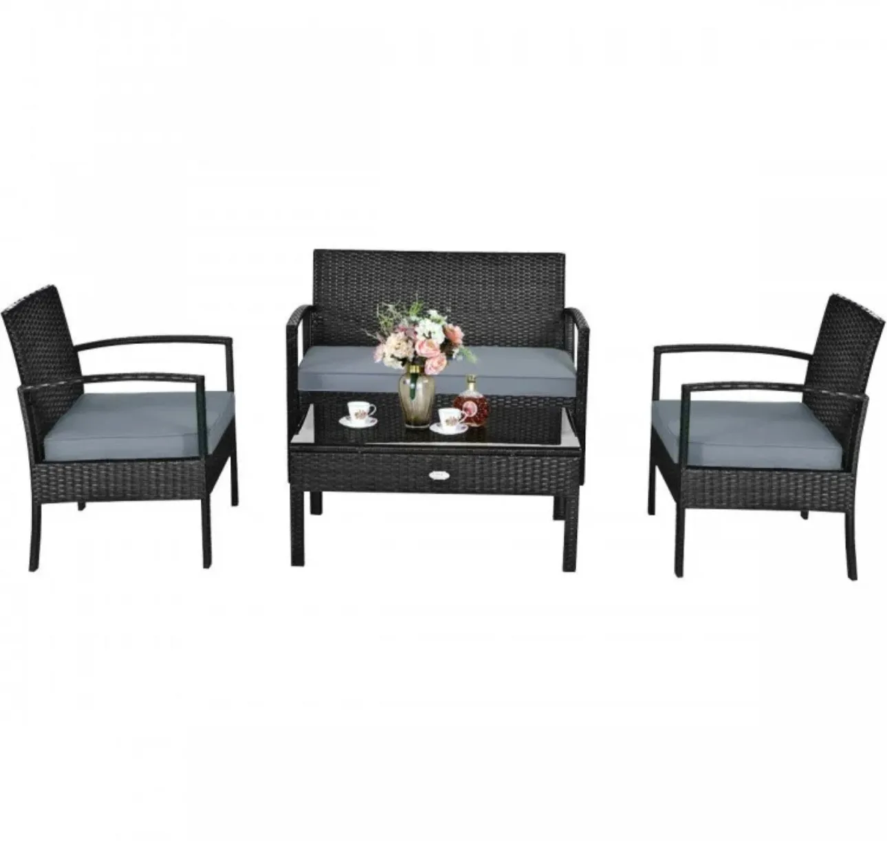 Very Relaxing & Elegant 4 Piece Patio Furniture Set Cushioned With Love Seat | Table