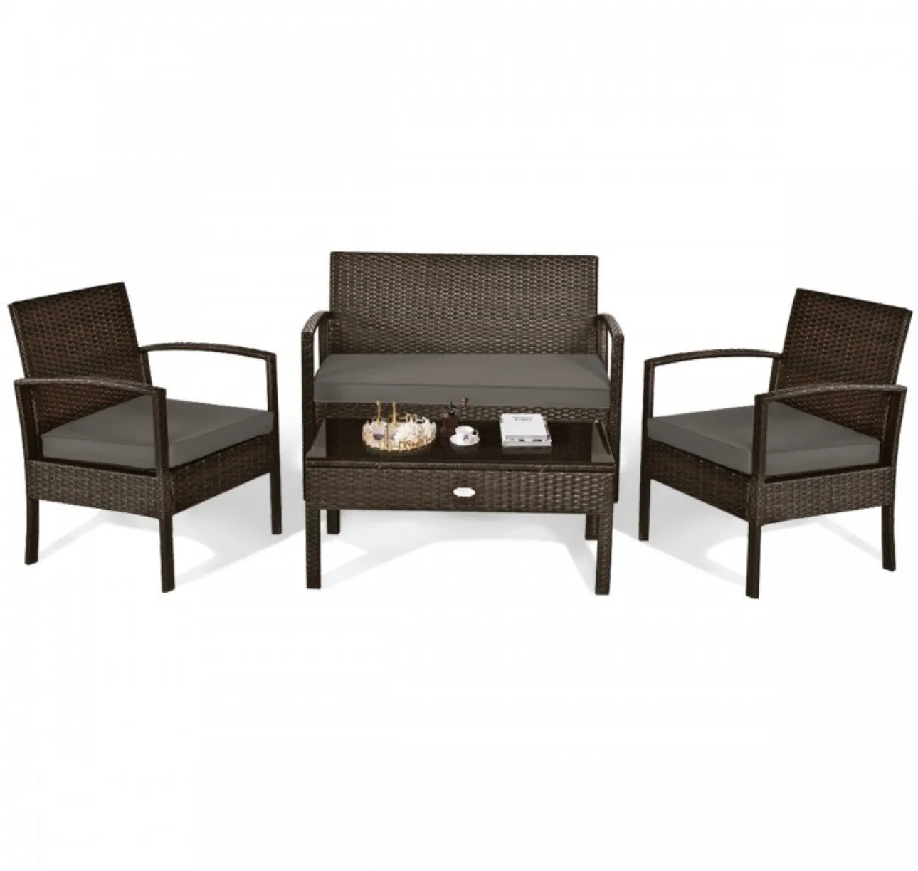 Very Relaxing & Elegant 4 Piece Patio Furniture Set Cushioned With Love Seat | Table