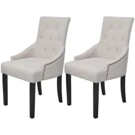 vidaXL Dining Chairs 2 pcs Cream Fabric