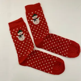 Wool Christmas socks - Snow and Snowman